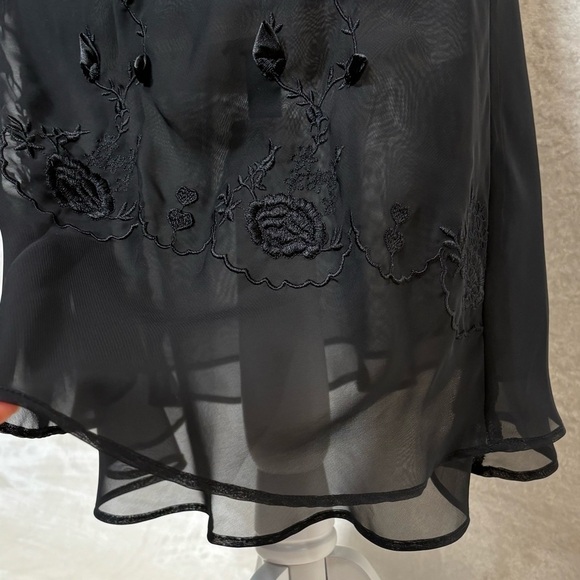 HALSTON Womens Small Black Sheer Mini Slip Dress Feminine Sexy WhimsyGoth Witchy - Picture 7 of 15